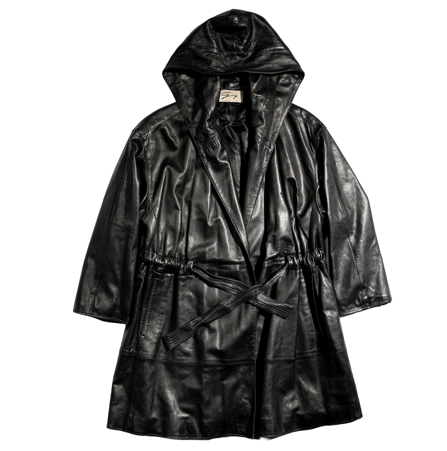 Genny Lambskin Hooded Leather Coat