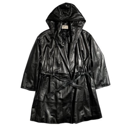 Genny Lambskin Hooded Leather Coat